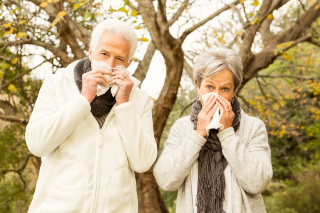 Seniors Sneazing Tissue Blow Nose